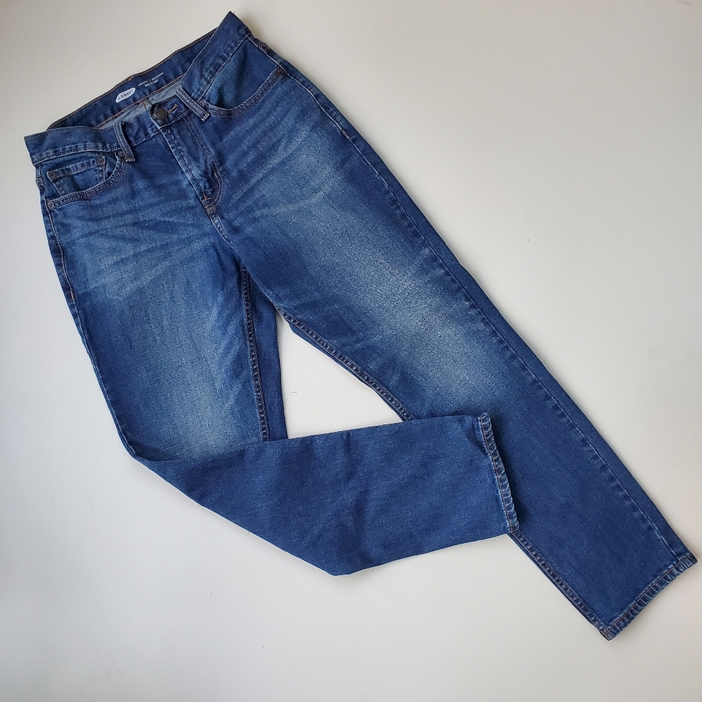 Athletic built-in flex medium wash jeans Old Navy straight leg NWOT 28x30